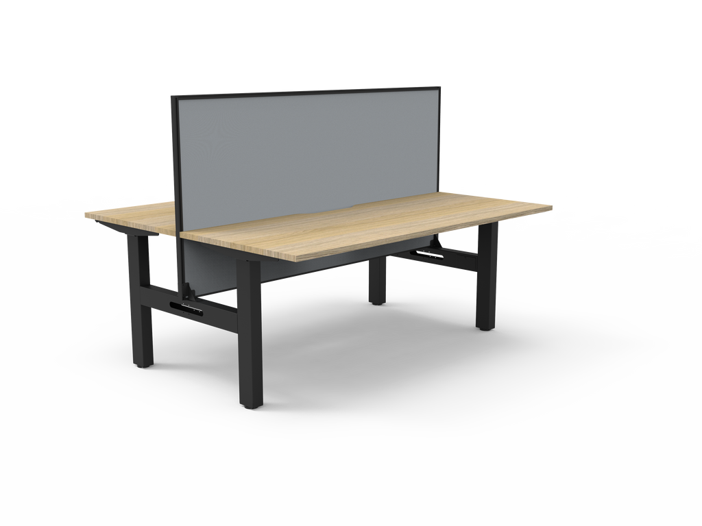 Rapidline Boost Static Back to Back Workstation 1500 x 750mm with Screen Natural Oak / Black Satin