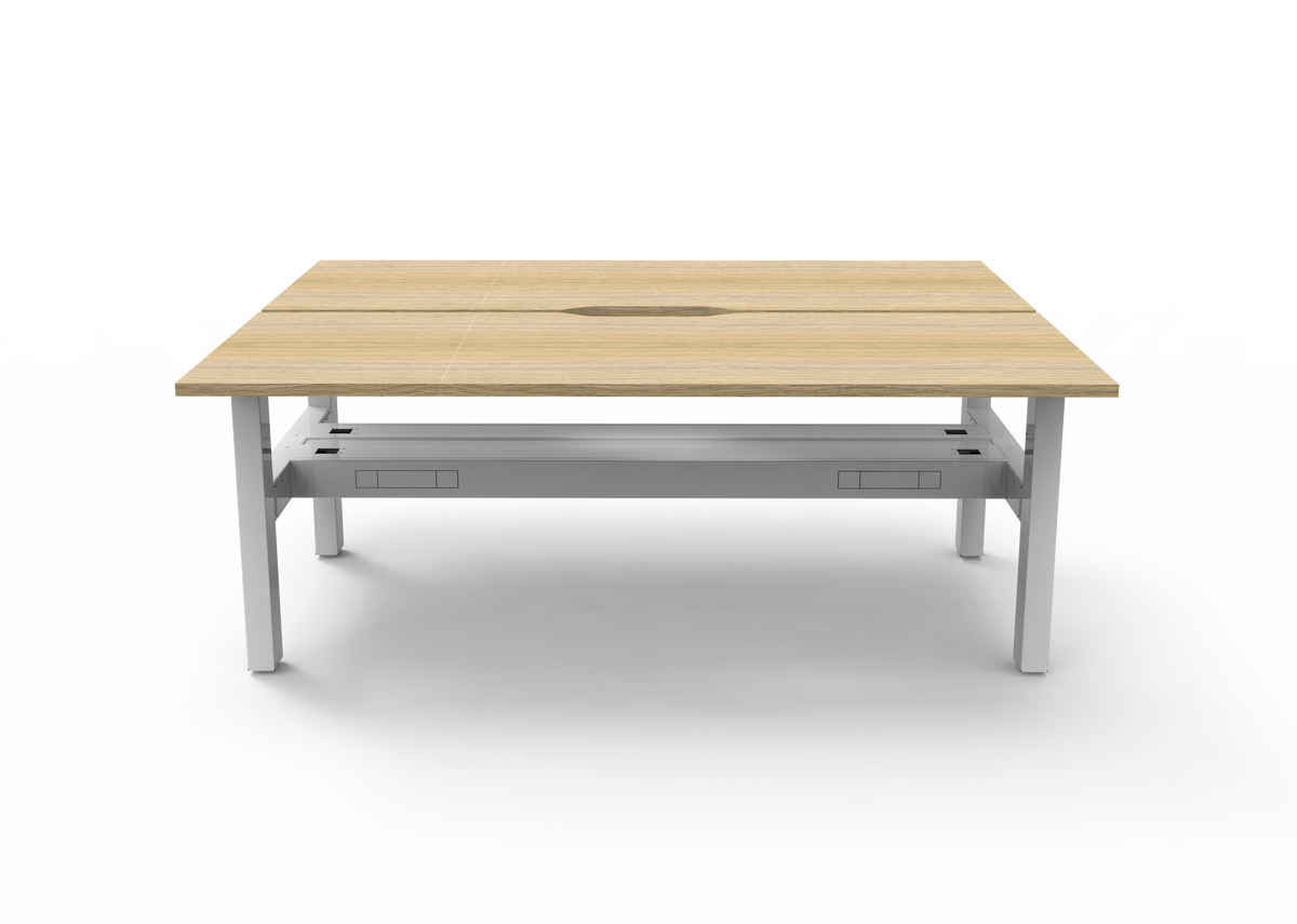 Rapidline Boost Static Back to Back Workstation 1800 x 750mm with Cable Tray Natural Oak / White Satin