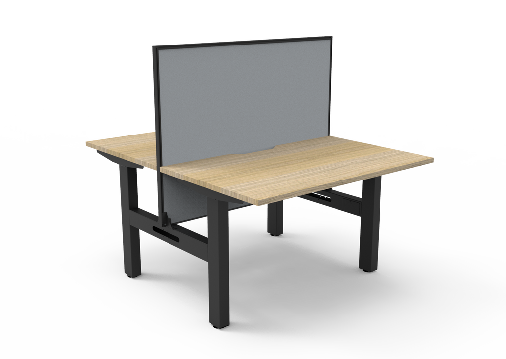 Rapidline Boost Static Back to Back Workstation 1200 x 750mm with Screen Natural Oak / Black Satin