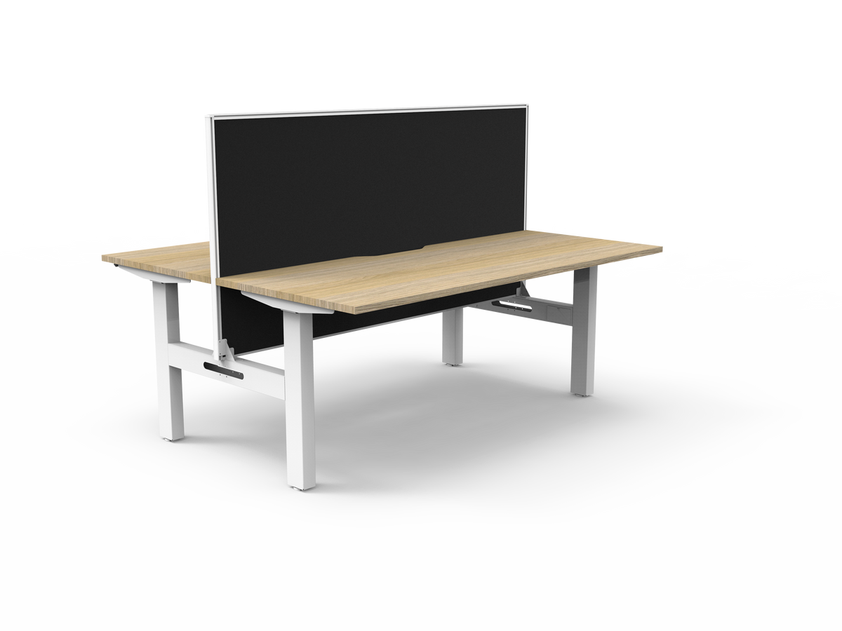 Rapidline Boost Static Back to Back Workstation 1800 x 750mm with Screen Natural Oak / White Satin