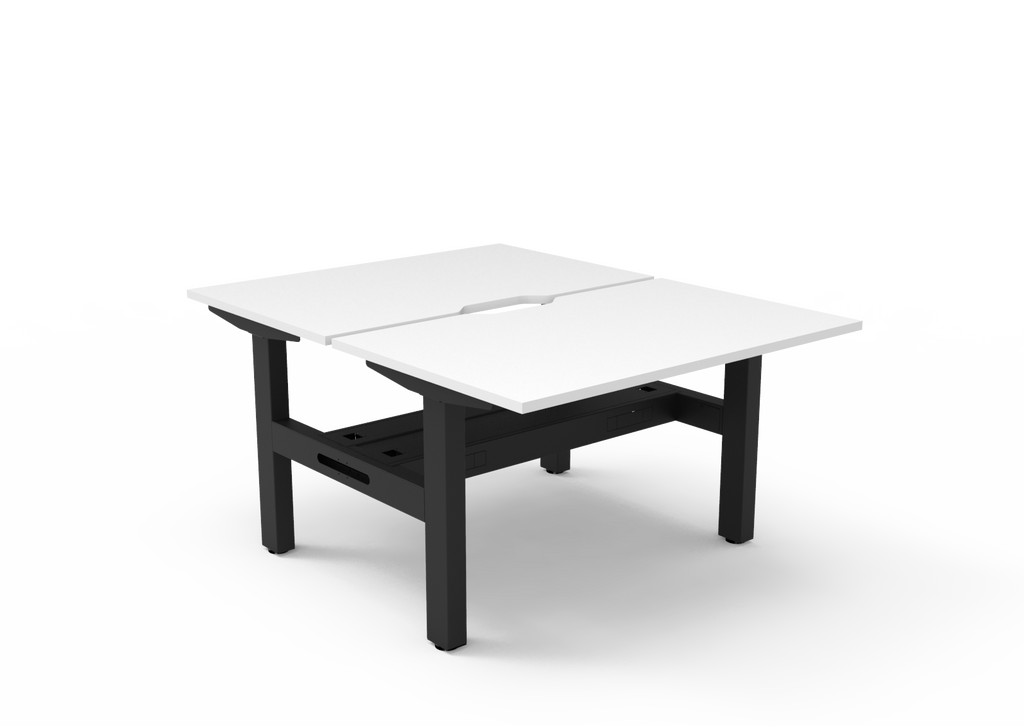 Rapidline Boost Static Back to Back Workstation 1200 x 750mm with Cable Tray Natural White / Black Satin