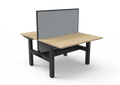 Rapidline Boost Static Back to Back Workstation 1200 x 750mm with Screen and Cable Tray Natural Oak / Black Satin