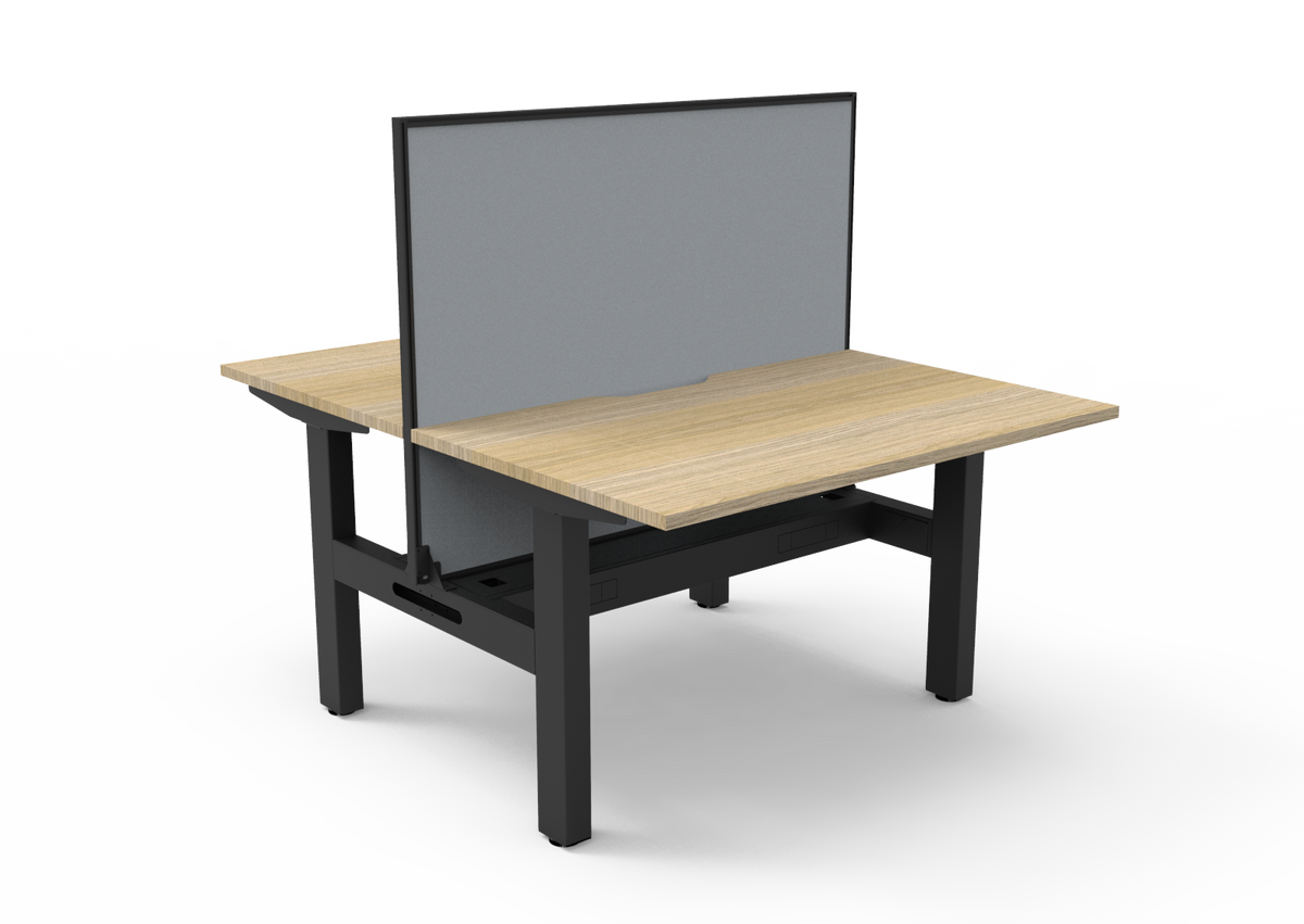 Rapidline Boost Static Back to Back Workstation 1200 x 750mm with Screen and Cable Tray Natural Oak / Black Satin