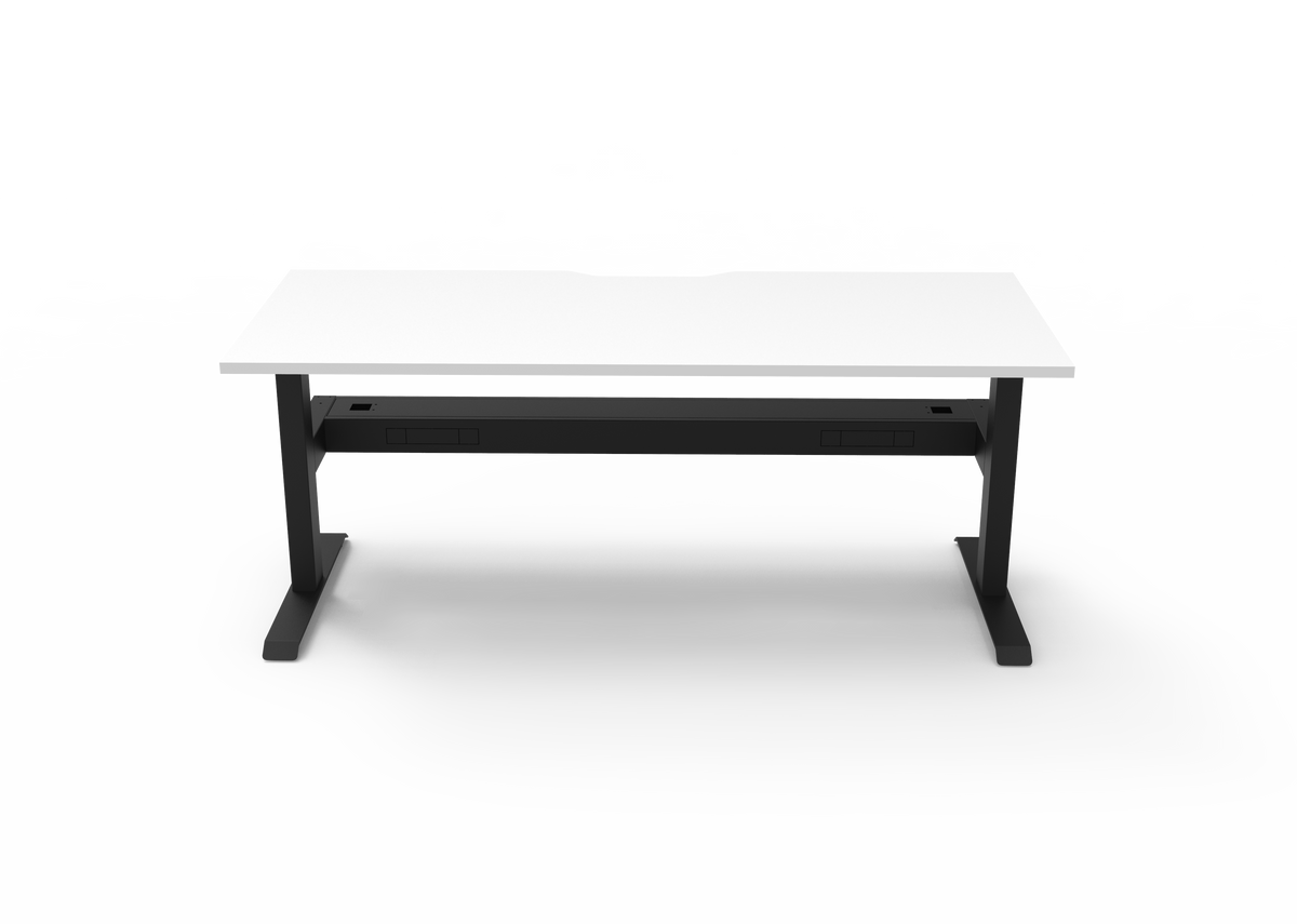 Rapidline Boost Static Single Sided Workstation 1500 x 750mm with Cable Tray Natural White / Black Satin