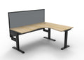 Rapidline Boost Static Corner Workstation 1800 x 1500 x 750mm with Screen Natural Oak / Black Satin