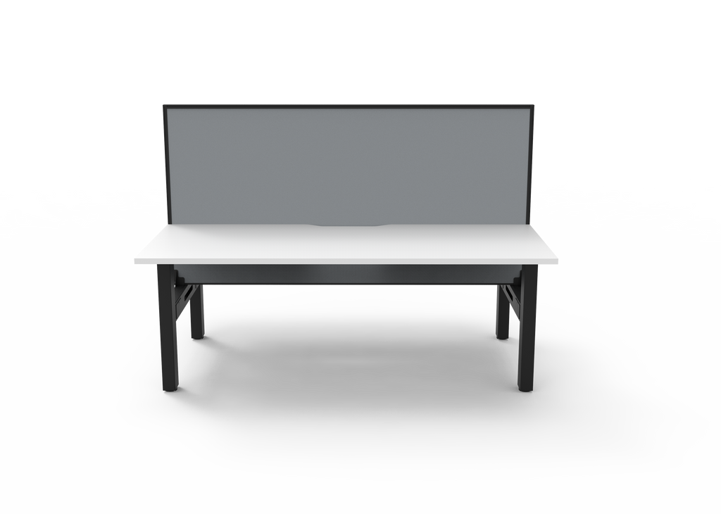 Rapidline Boost Static Back to Back Workstation 1500 x 750mm with Screen Natural White / Black Satin