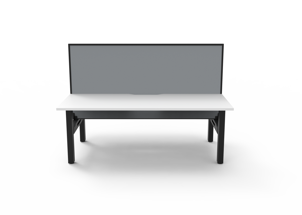 Rapidline Boost Static Back to Back Workstation 1500 x 750mm with Screen Natural White / Black Satin