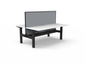 Rapidline Boost Static Back to Back Workstation 1500 x 750mm with Screen and Cable Tray Natural White / Black Satin