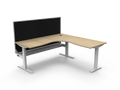 Rapidline Boost Static Corner Workstation 1800 x 1800 x 750mm with Screen and Cable Tray Natural Oak / White Satin