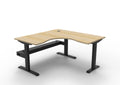 Rapidline Boost Static Corner Workstation 1500 x 1500 x 750mm with Cable Tray Natural Oak / Black Satin