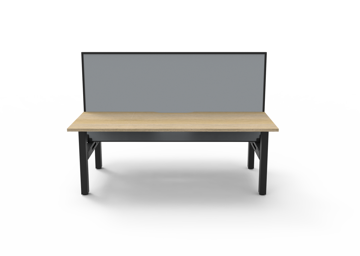 Rapidline Boost Static Back to Back Workstation 1800 x 750mm with Screen Natural Oak / Black Satin