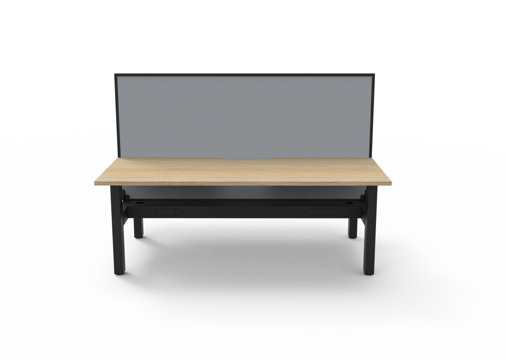 Rapidline Boost Static Back to Back Workstation 1500 x 750mm with Screen and Cable Tray Natural Oak / Black Satin