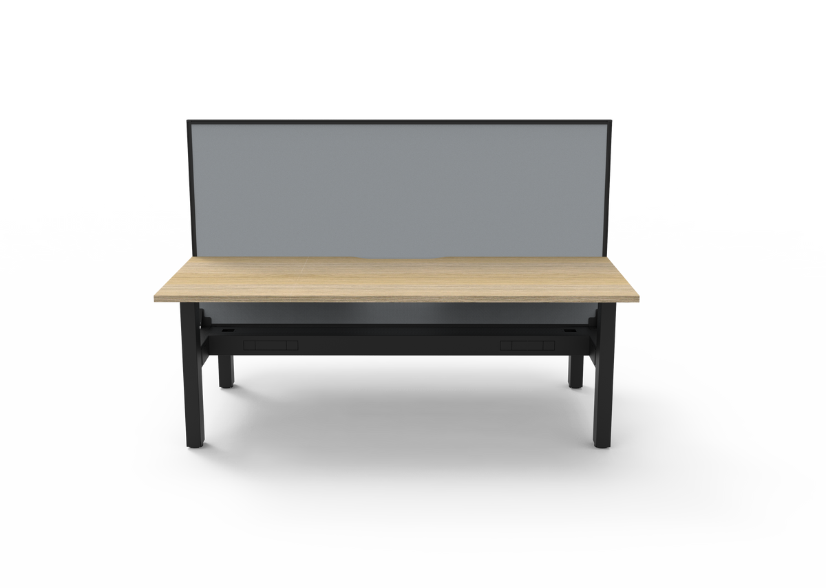 Rapidline Boost Static Back to Back Workstation 1500 x 750mm with Screen and Cable Tray Natural Oak / Black Satin