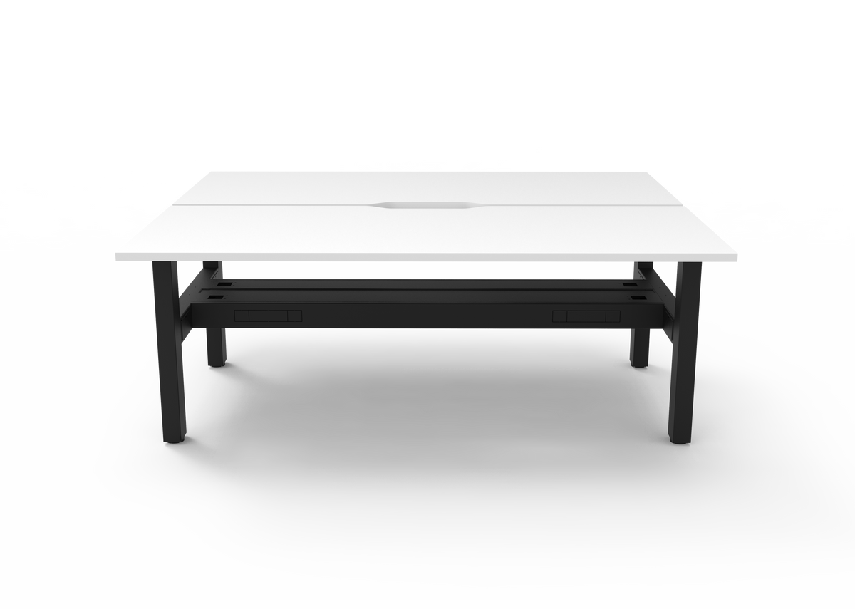Rapidline Boost Static Back to Back Workstation 1800 x 750mm with Cable Tray Natural White / Black Satin