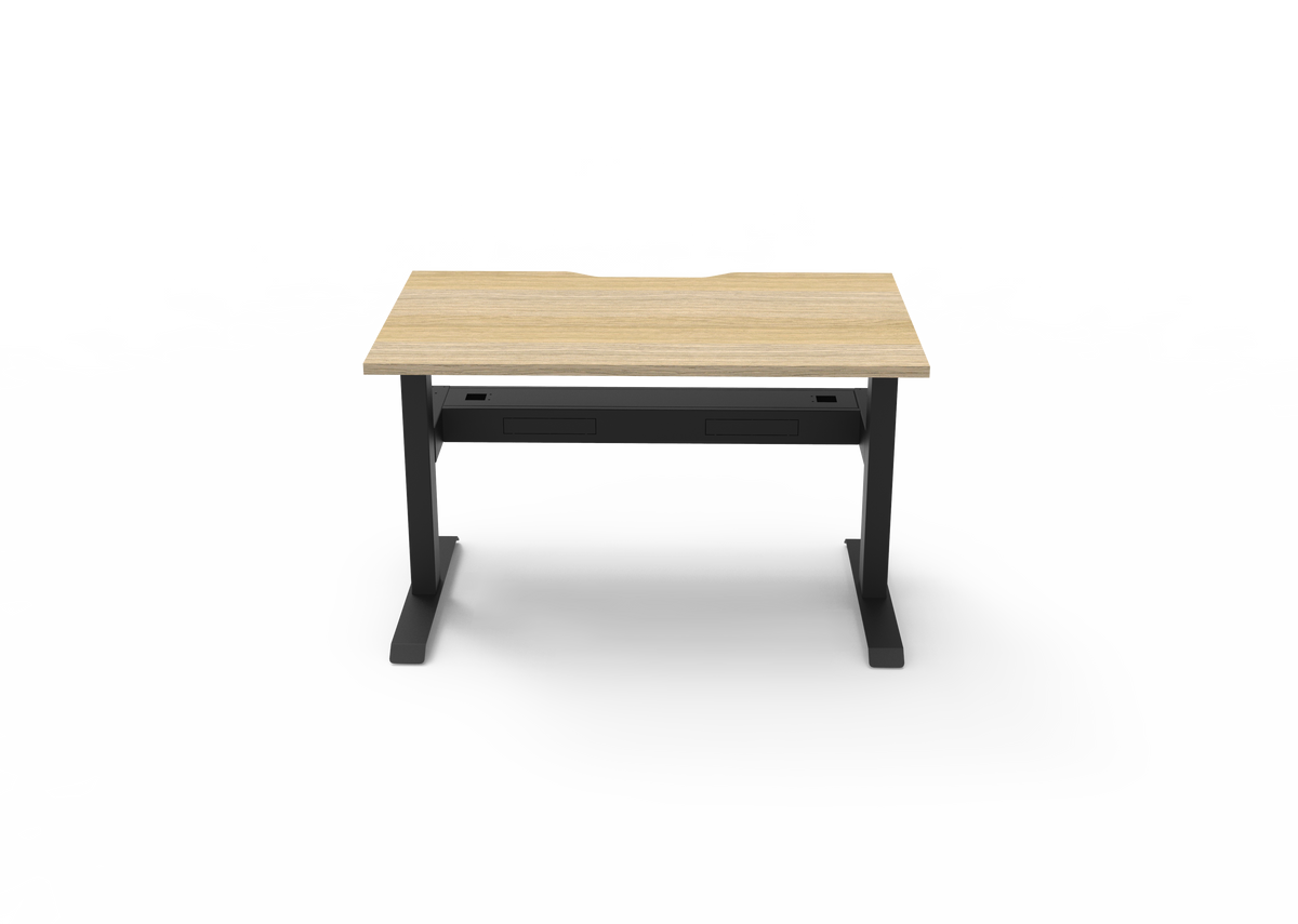 Rapidline Boost Static Single Sided Workstation 1200 x 750mm with Cable Tray Natural Oak / Black Satin