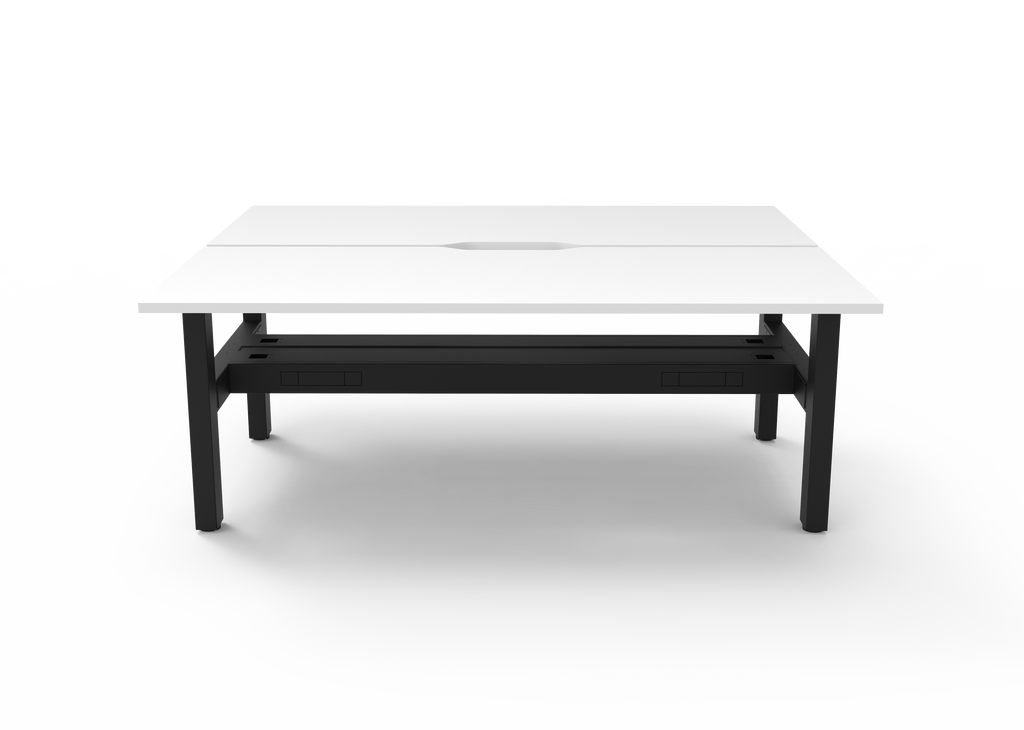 Rapidline Boost Static Back to Back Workstation 1500 x 750mm with Cable Tray Natural White / Black Satin