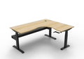 Rapidline Boost Crank Corner Workstation 1800 x 1500 x 750mm with Cable Tray Natural Oak / Black Satin