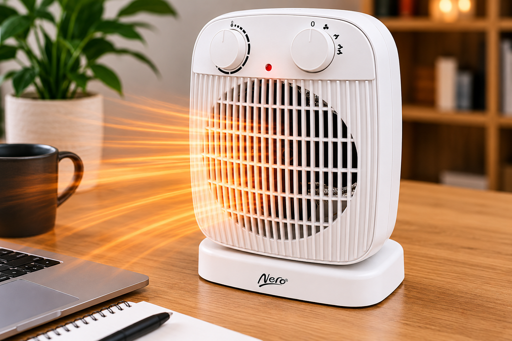 Nero Oscillating Fan Heater White