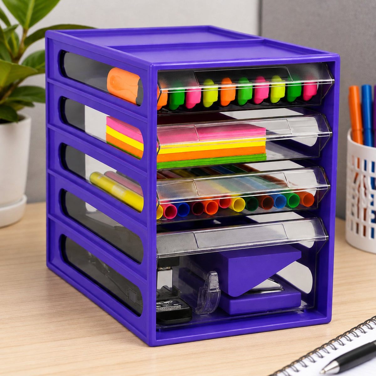 Italplast 4 Drawer Office Organiser Grape
