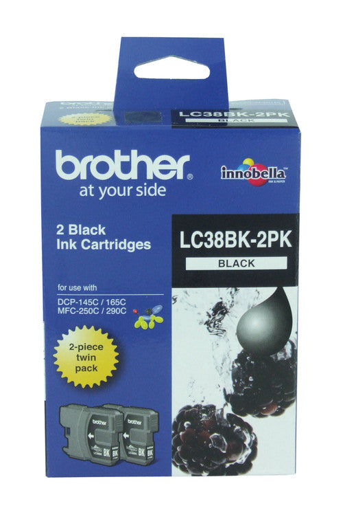 Brother LC38BK2PK Ink Cartridge Twin Pack Black 300 Pages Each
