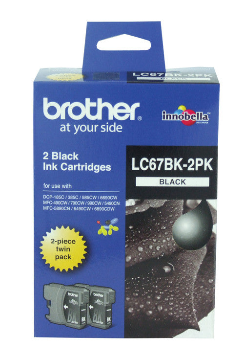 Brother LC67BK2PK Ink Cartridge Twin Pack Black 450 Pages Each