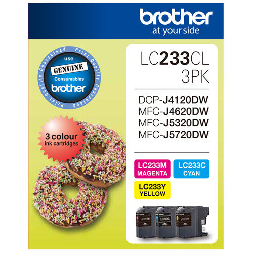 Brother LC233CL3PK High Yield Ink Cartridge Triple Pack Cyan Magenta Yellow