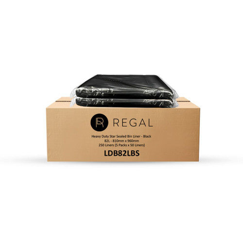 Regal Heavy Duty 82 Litre Star Sealed Bin Liner Black Pack of 50 Box of 5