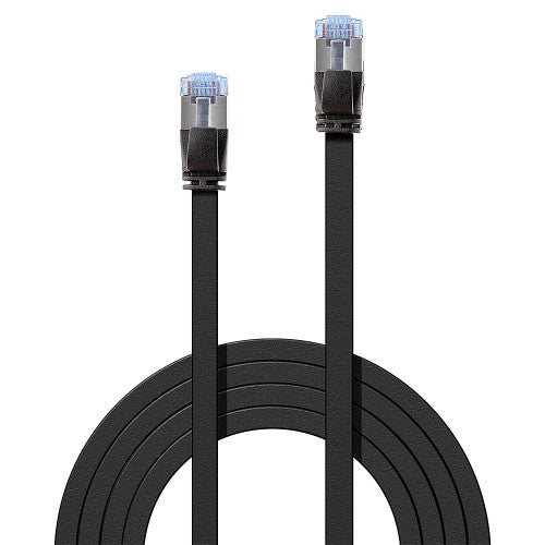 Lindy 10m Cat6A U/FTP Flat Gigabit Network Cable Black