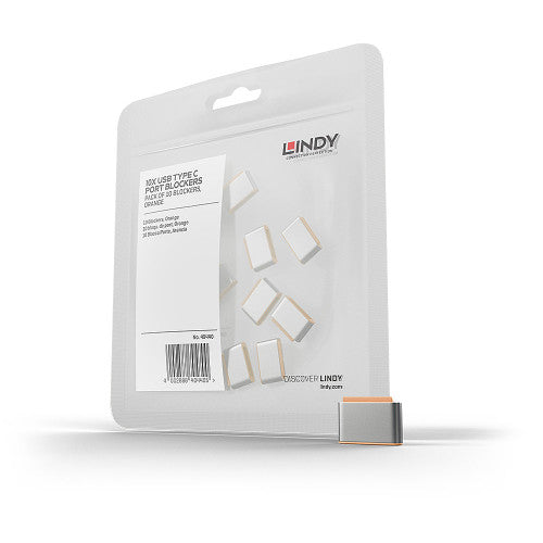 Lindy USB C Port Blocker 10 Pack Orange