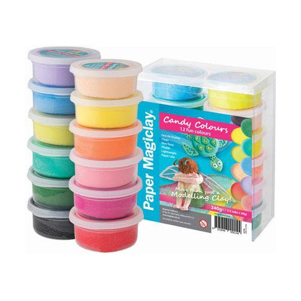 Paper Magiclay 240g Candy Colours 12 Canisters 20g Each Air Drying Clay