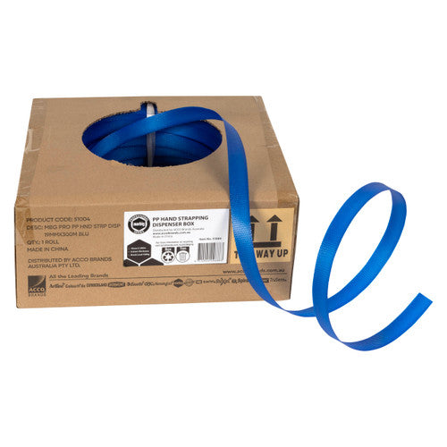 Marbig Professional Hand Strapping 19mm x 1000m 0.6mm Dispenser Blue