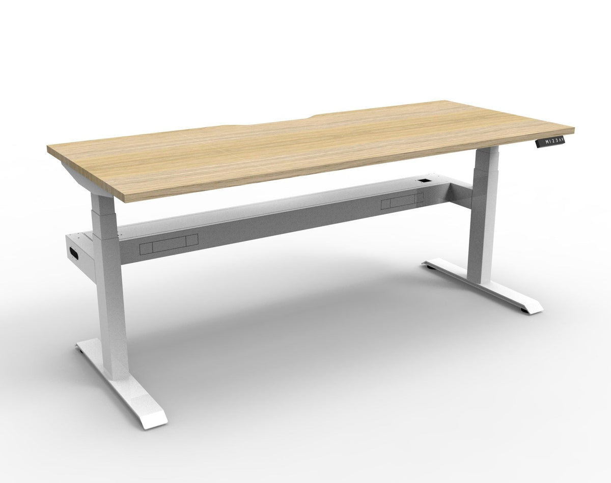 Rapidline Boost Plus Single Sided Workstation 1800 x 750mm with Cable Tray Natural Oak / White Satin