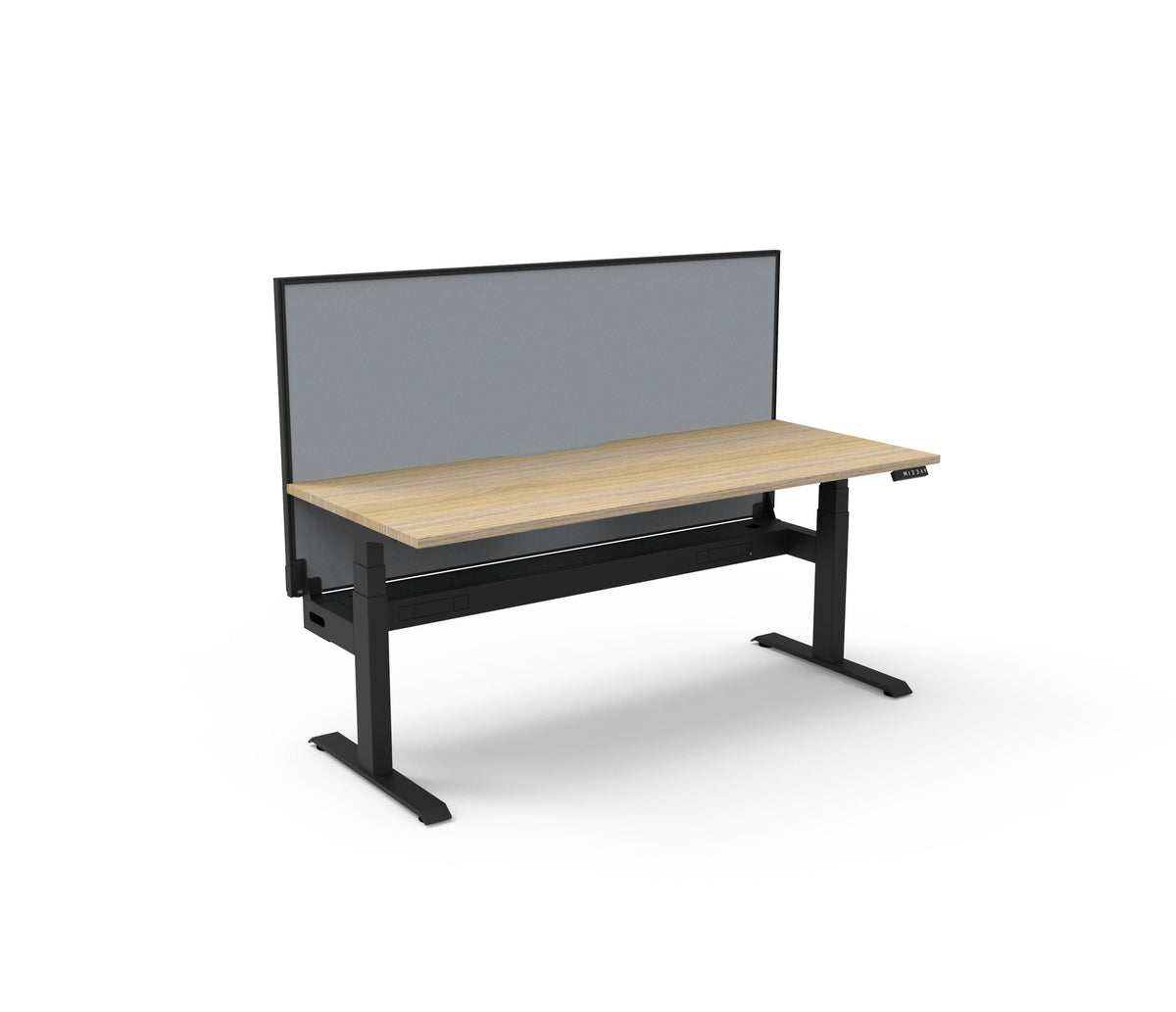 Rapidline Boost Plus Single Sided Workstation 1200 x 750mm with Screen and Cable Tray Natural Oak / Black Satin