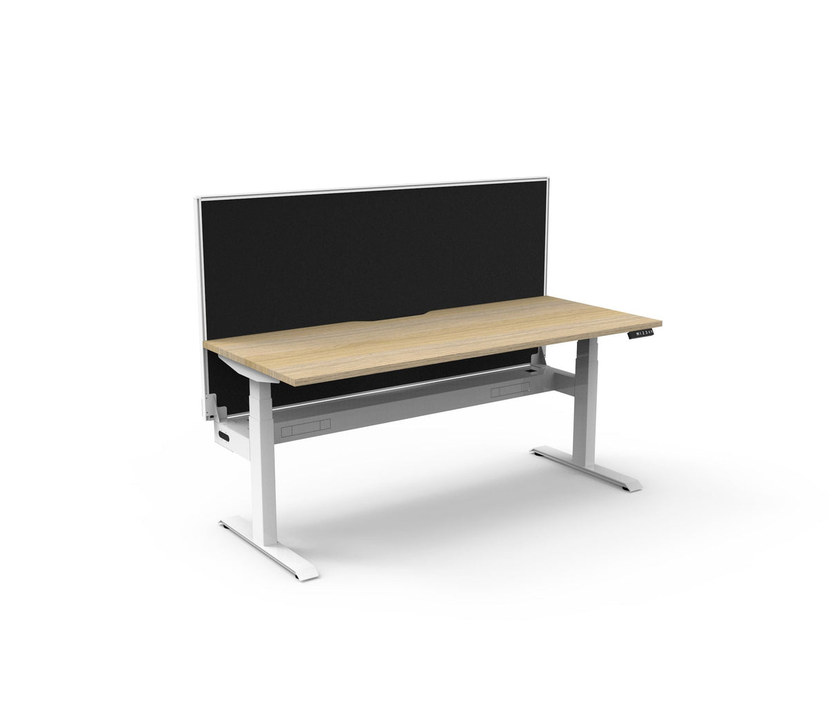 Rapidline Boost Plus Single Sided Workstation 1200 x 750mm with Screen and Cable Tray Natural Oak / White Satin