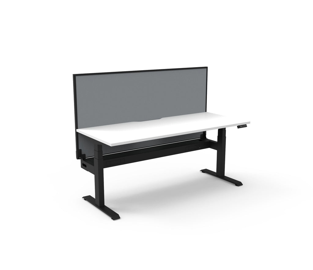 Rapidline Boost Plus Single Sided Workstation 1200 x 750mm with Screen and Cable Tray Natural White / Black Satin
