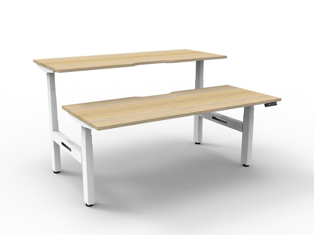 Rapidline Boost Plus Back to Back Workstation 1200 x 750mm Natural Oak / White Satin