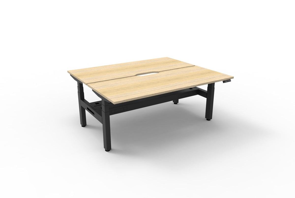 Rapidline Boost Plus Back to Back Workstation 1200 x 750mm with Cable Tray Natural Oak / Black Satin