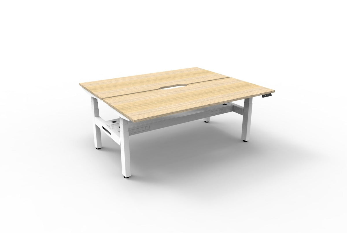 Rapidline Boost Plus Back to Back Workstation 1200 x 750mm with Cable Tray Natural Oak / White Satin