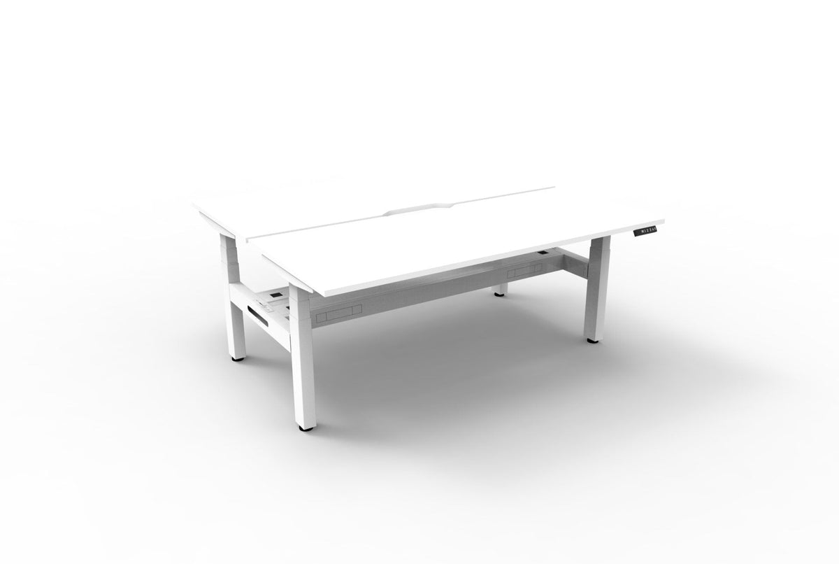 Rapidline Boost Plus Back to Back Workstation 1500 x 750mm with Cable Tray Natural White / White Satin
