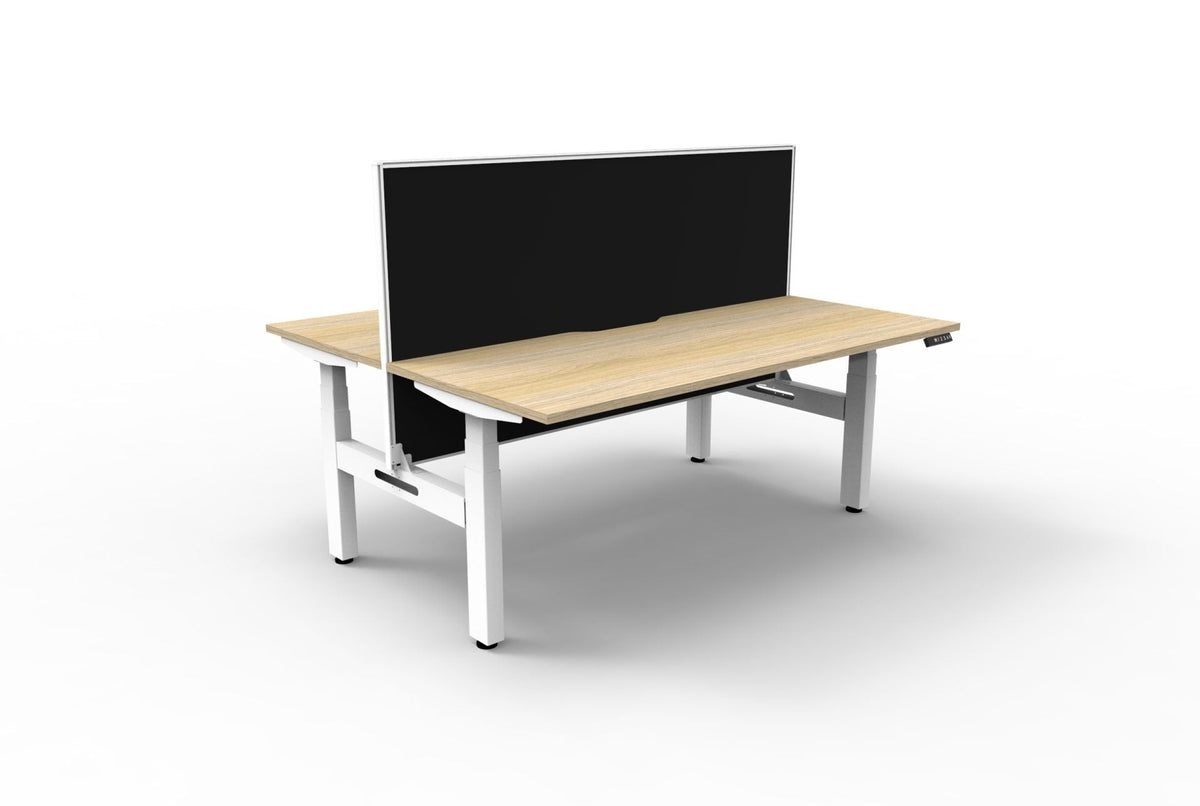 Rapidline Boost Plus Back to Back Workstation 1200 x 750mm with Screen Natural Oak / White Satin