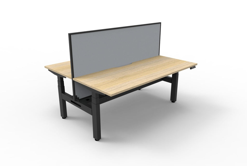 Rapidline Boost Plus Back to Back Workstation 1200 x 750mm with Screen and Cable Tray Natural Oak / Black Satin
