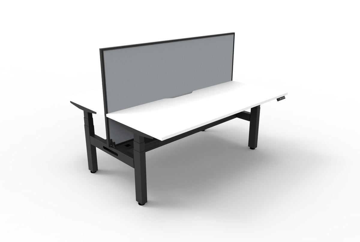 Rapidline Boost Plus Back to Back Workstation 1800 x 750mm with Screen and Cable Tray Natural White / Black Satin