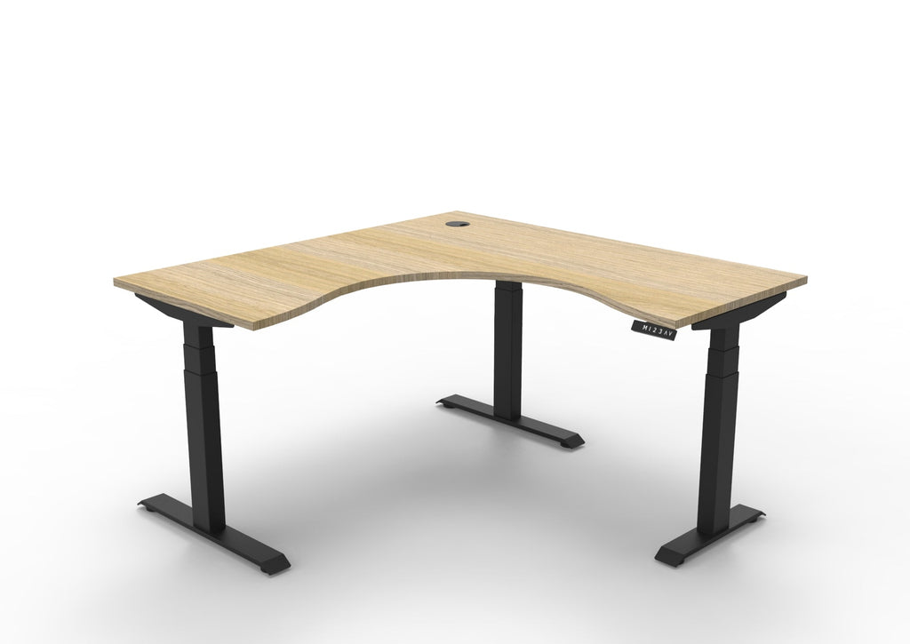 Rapidline Boost Plus Corner Workstation 1500 x 1500 x 750mm Natural Oak / Black Satin