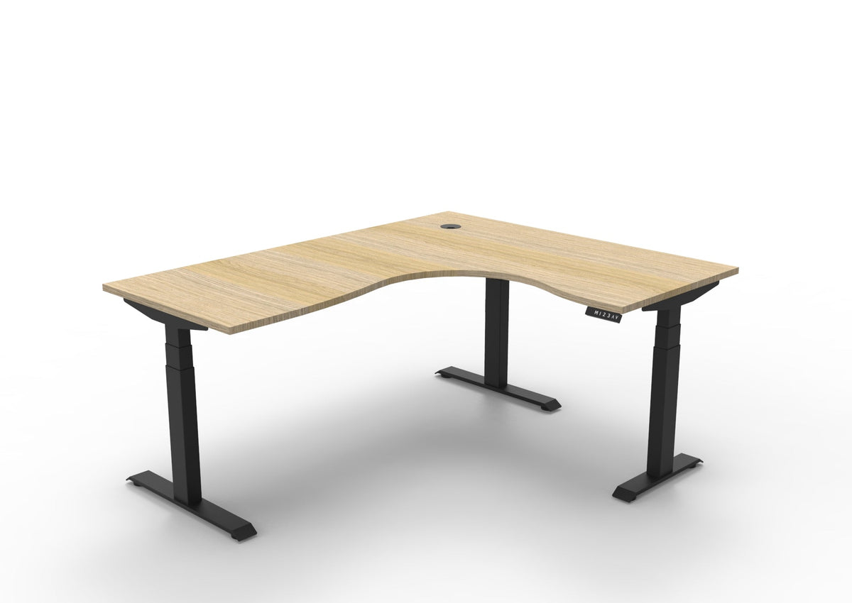 Rapidline Boost Plus Corner Workstation 1800 x 1500 x 750mm Natural Oak / Black Satin