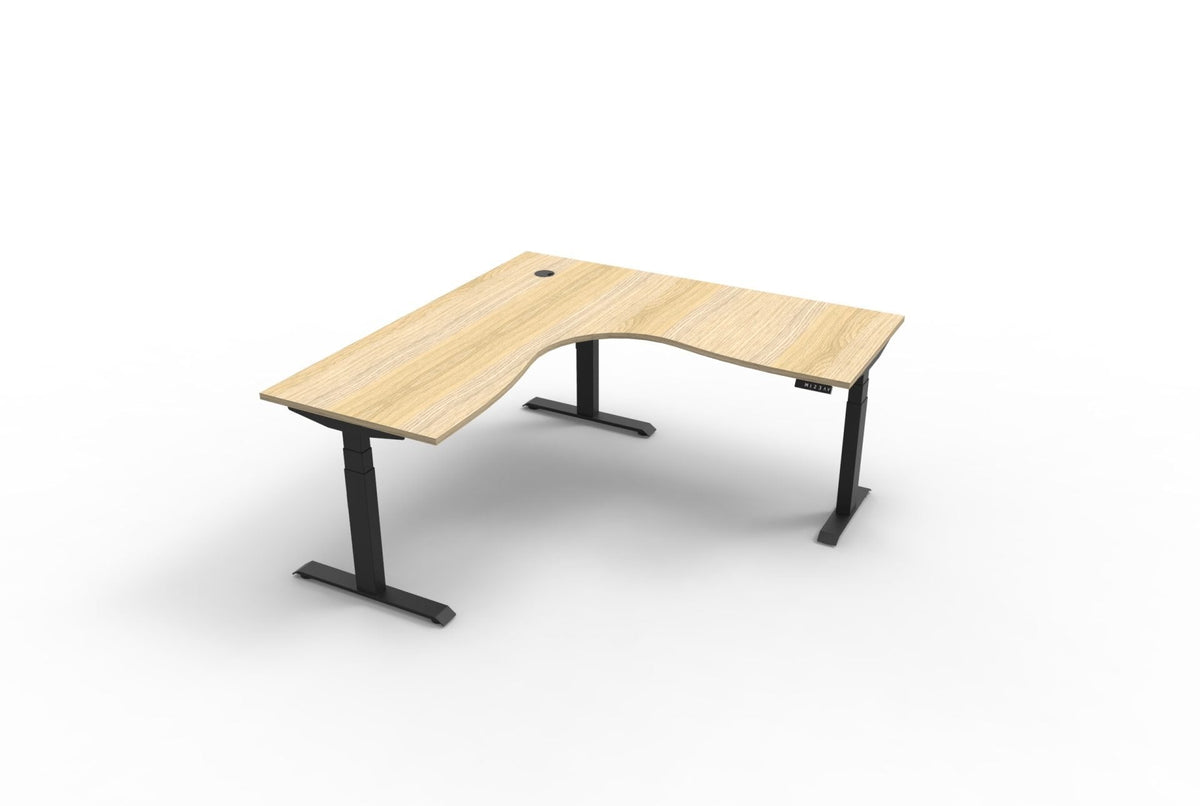 Rapidline Boost Plus Corner Workstation 1800 x 1800 x 750mm Natural Oak / Black Satin