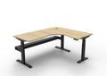 Rapidline Boost Plus Corner Workstation 1800 x 1500 x 750mm with Cable Tray Natural Oak / Black Satin