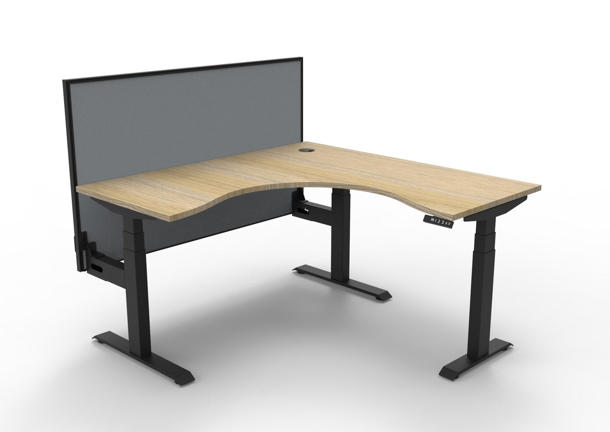 Rapidline Boost Plus Corner Workstation 1500 x 1500 x 750mm with Screen Natural Oak / Black Satin