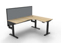 Rapidline Boost Plus Corner Workstation 1800 x 1500 x 750mm with Screen Natural Oak / Black Satin