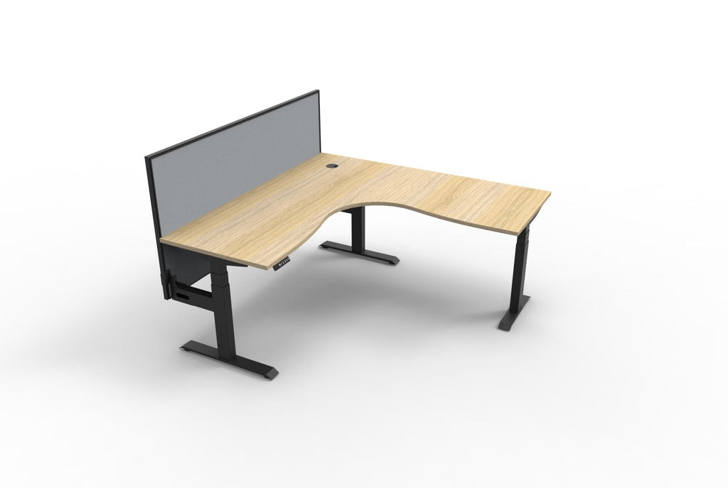 Rapidline Boost Plus Corner Workstation 1800 x 1800 x 750mm with Screen Natural Oak / Black Satin