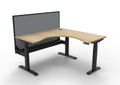 Rapidline Boost Plus Corner Workstation 1500 x 1500 x 750mm with Screen and Cable Tray Natural Oak / Black Satin